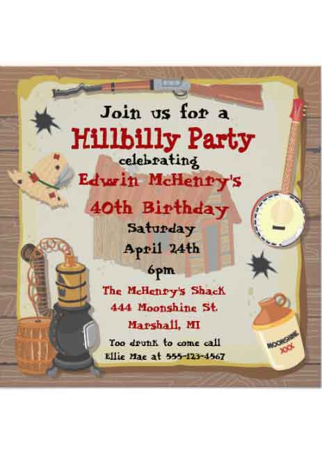 hillbilly party Invitation