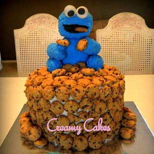 cookie monster cake topper